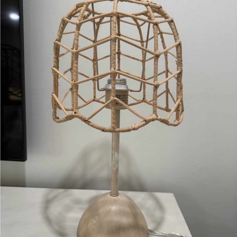 Pillowfort Woven Rattan Table Lamp Natural Beige Boho - Picture 7 of 11